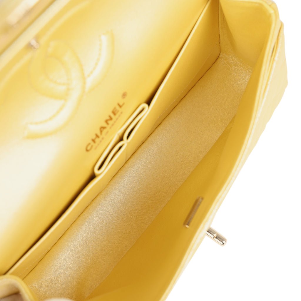 Chanel Medium Classic Double Flap Bag Yellow Iridescent Caviar Light Gold Hardware - Image 10