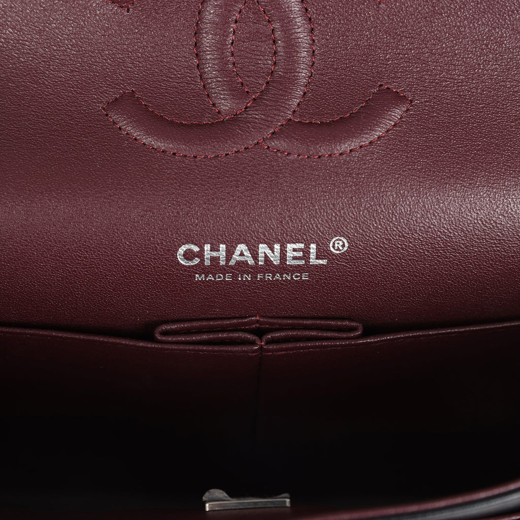 Pre-owned Chanel Medium Classic Double Flap Bag Black Lambskin Silver Hardware - Image 9