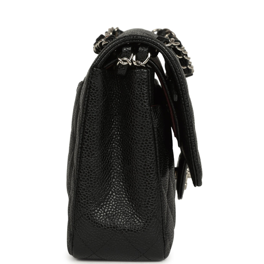 Pre-owned Chanel Medium Classic Double Flap Black Caviar Silver Hardware - Image 4