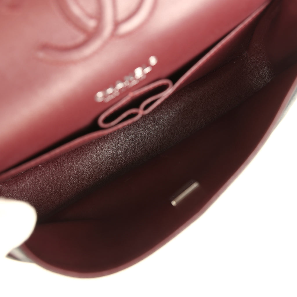 Pre-owned Chanel Medium Classic Double Flap Black Caviar Silver Hardware - Image 10