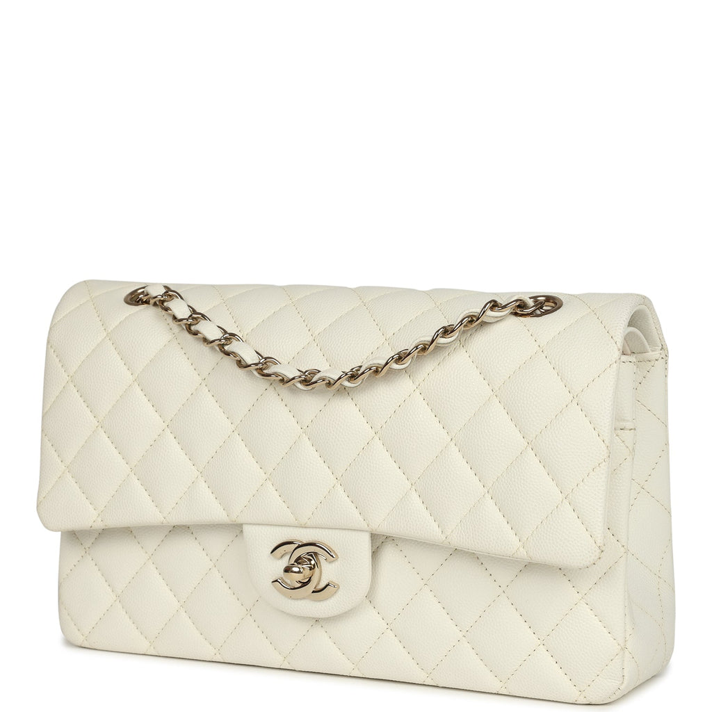 Pre-owned Chanel Medium Classic Double Flap White Caviar Light Gold Hardware - Image 6