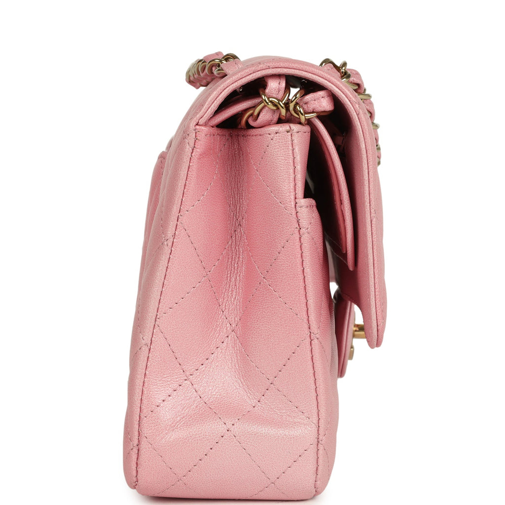 Pre-owned Chanel Medium Classic Double Flap Bag Pink Iridescent Ombre Goatskin Light Gold Hardware - Image 4