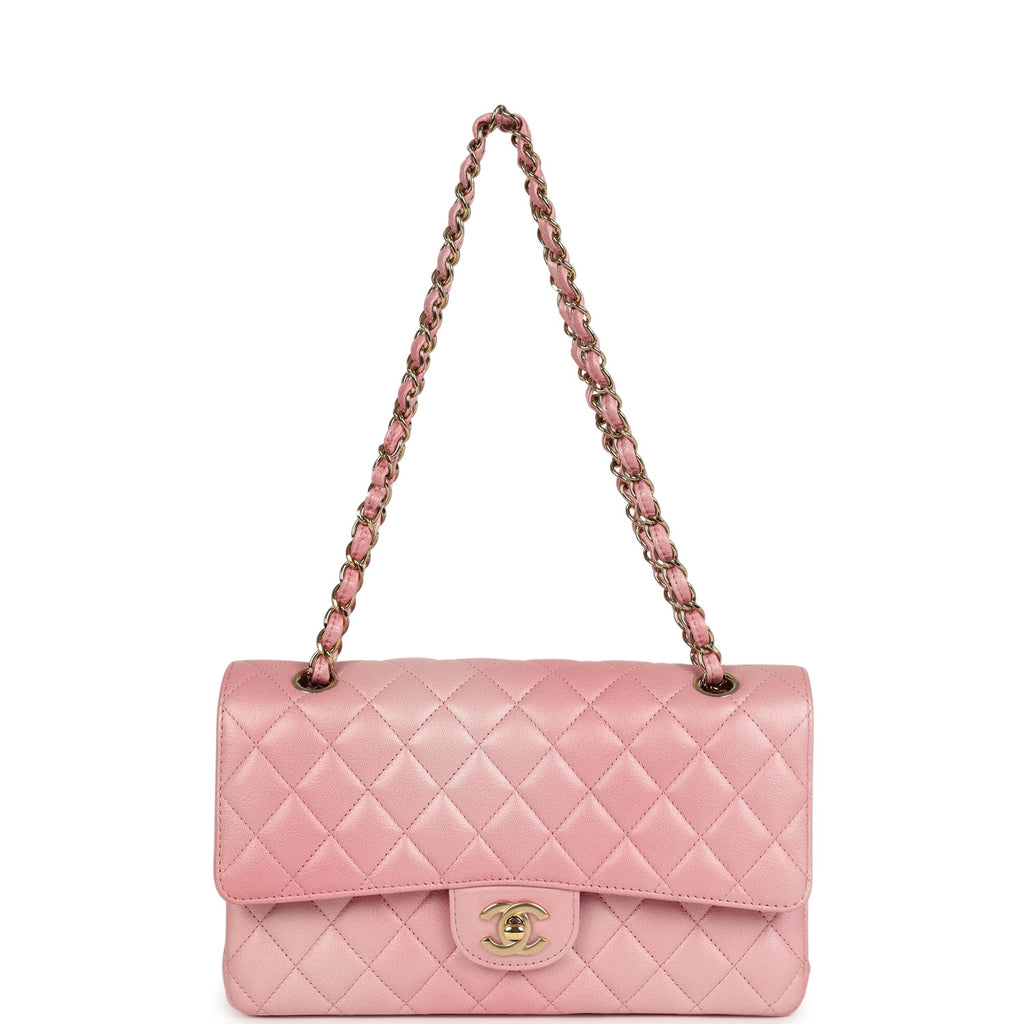 Pre-owned Chanel Medium Classic Double Flap Bag Pink Iridescent Ombre Goatskin Light Gold Hardware - Image 8