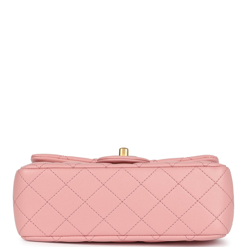 Chanel Mini Pearl Crush Rectangular Flap Dark Pink Lambskin Brushed Gold Hardware - Image 7