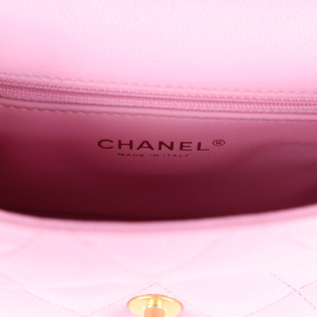 Chanel Mini Sweetheart Crush Square Flap Bag Pink Caviar Aged Gold Hardware - Image 11