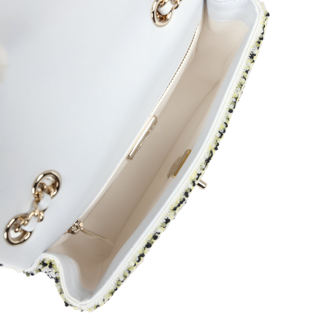 Chanel Mini Rectangular Flap White Multicolor Sequin Light Gold Hardware - Image 9