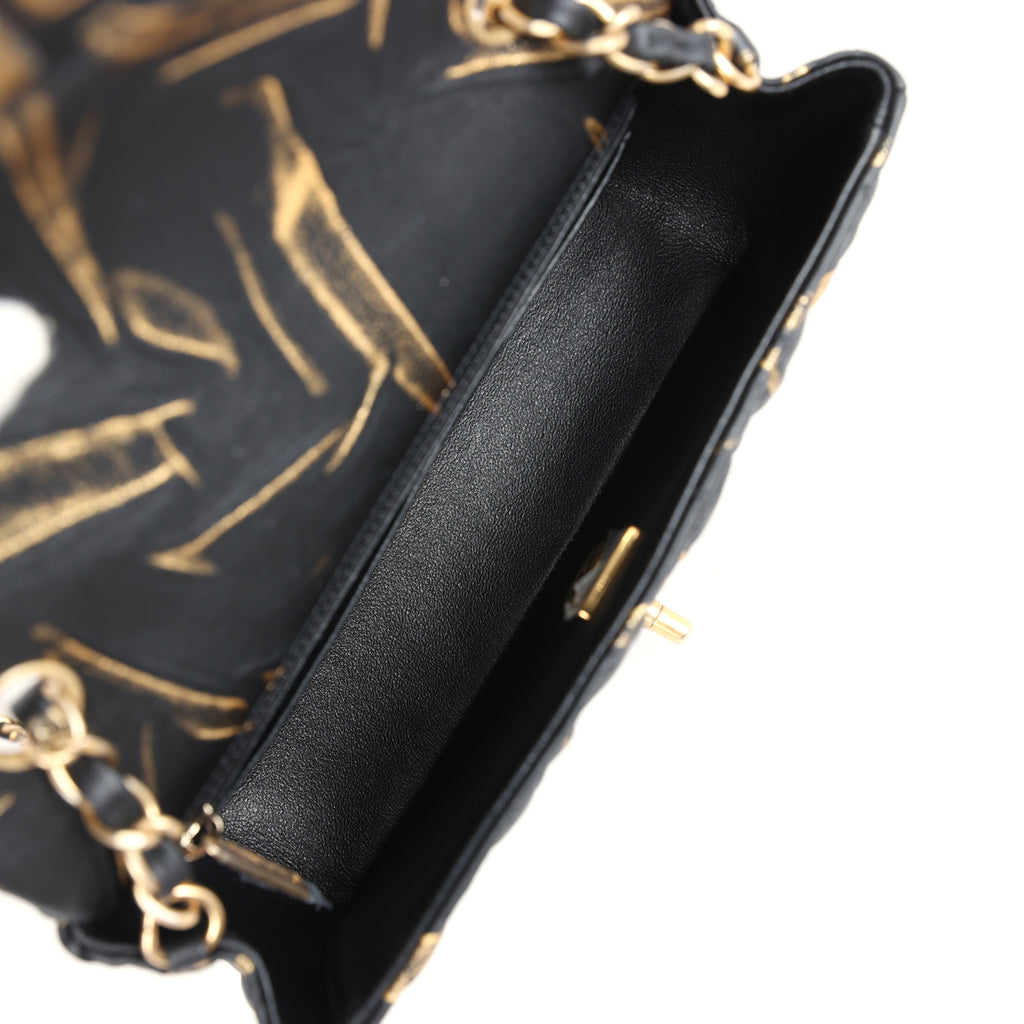 Chanel Mini Rectangular Flap Black and Gold Aged Calfskin Antique Gold Hardware - Image 9