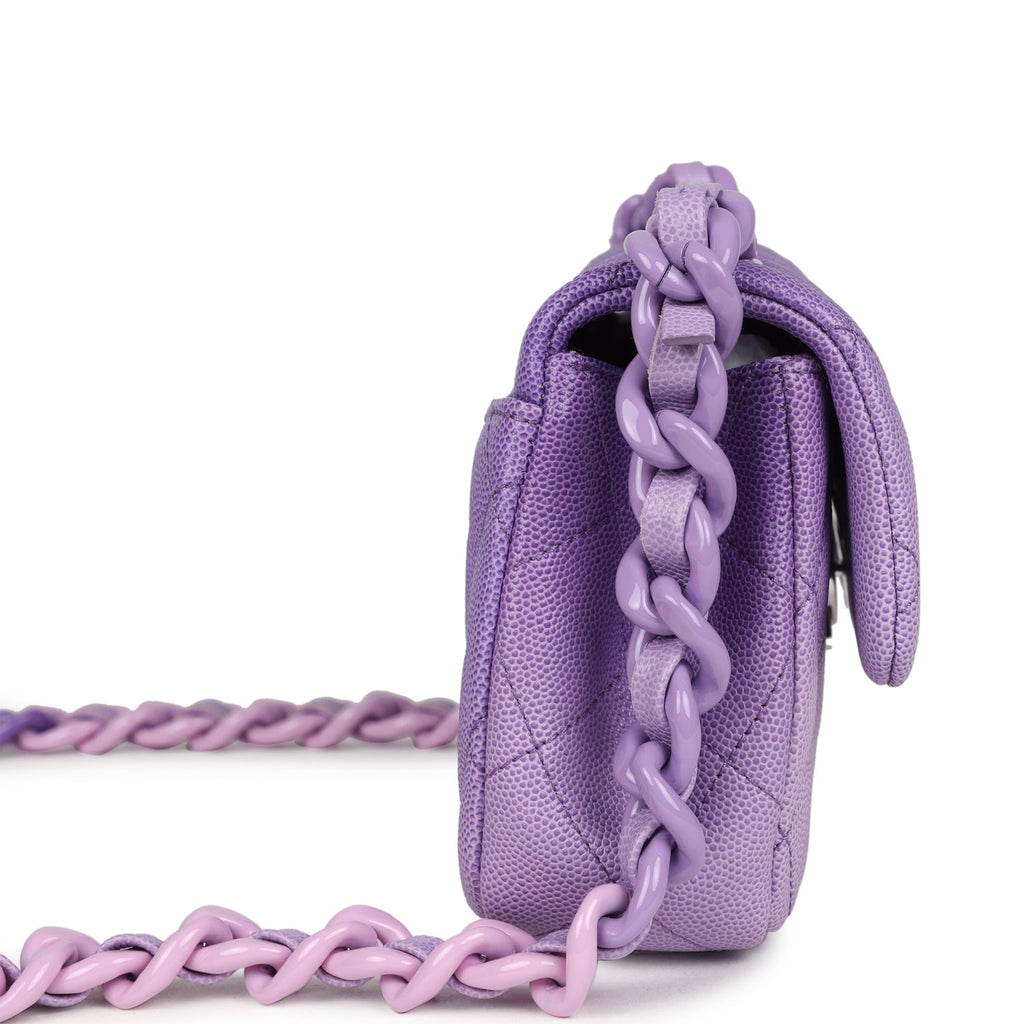 Chanel Mini Rectangular Flap Bag Ombre Purple Caviar Lacquered Metal Hardware - Image 4