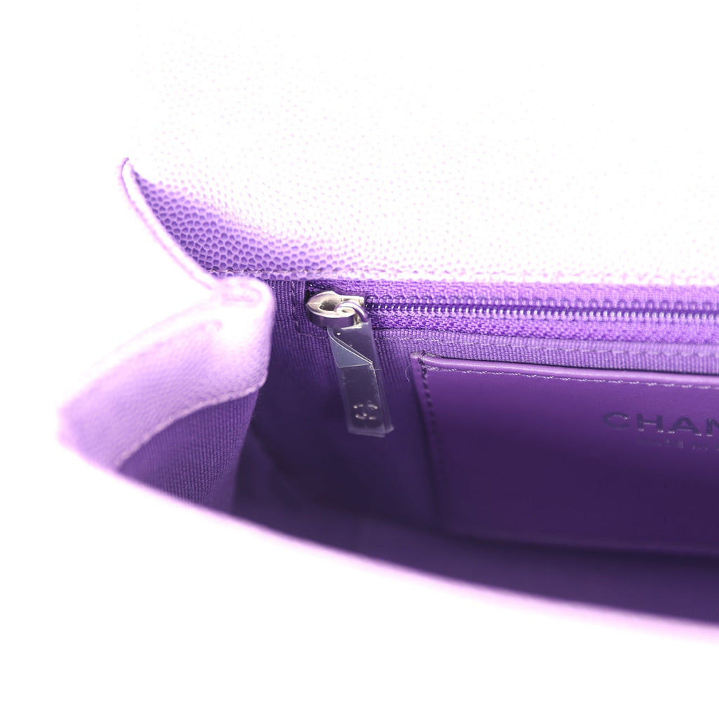 Chanel Mini Rectangular Flap Bag Ombre Purple Caviar Lacquered Metal Hardware - Image 11
