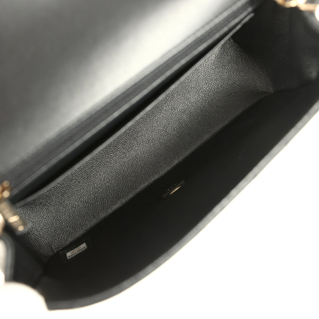 Chanel Mini Chevron Classic Rectangular Flap Bag Black Lambskin Light Gold Hardware - Image 9
