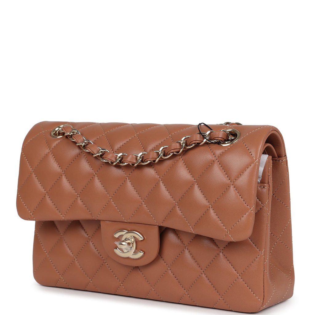 Chanel Small Classic Double Flap Bag Caramel Lambskin Light Gold Hardware - Image 6