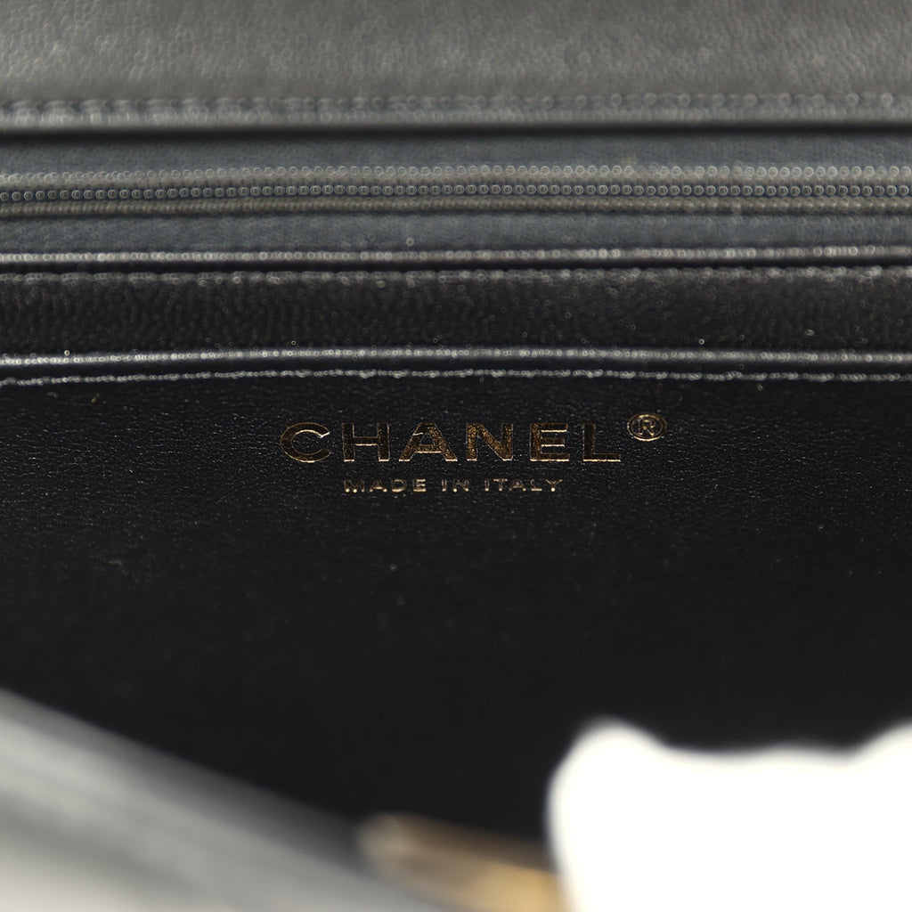 Chanel Small Graphic Frame Flap Bag Black and White Lambskin Light Gold Hardware - Image 10