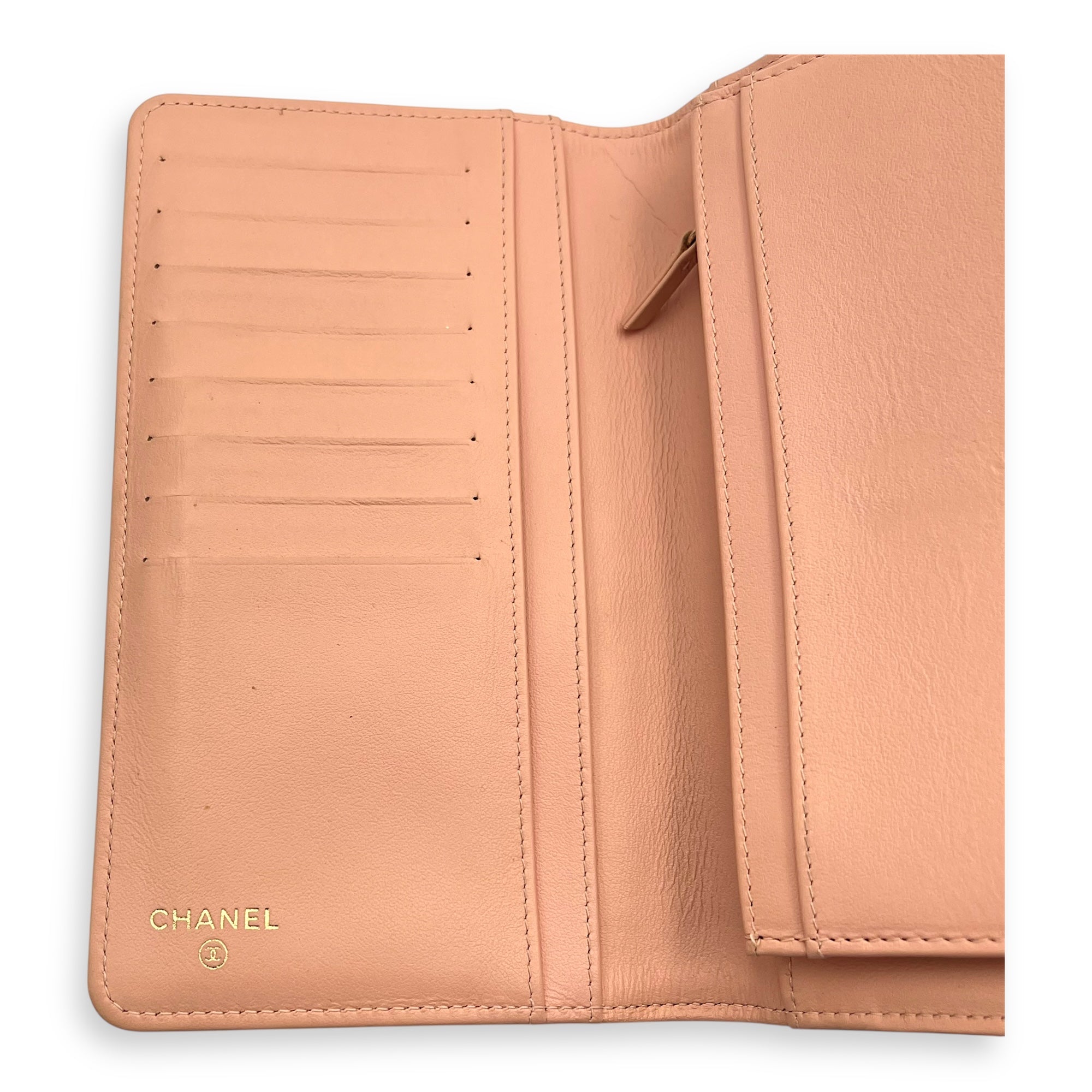 Boy Peach Wallet in Caviar Leather, Gold hardware - Image 8