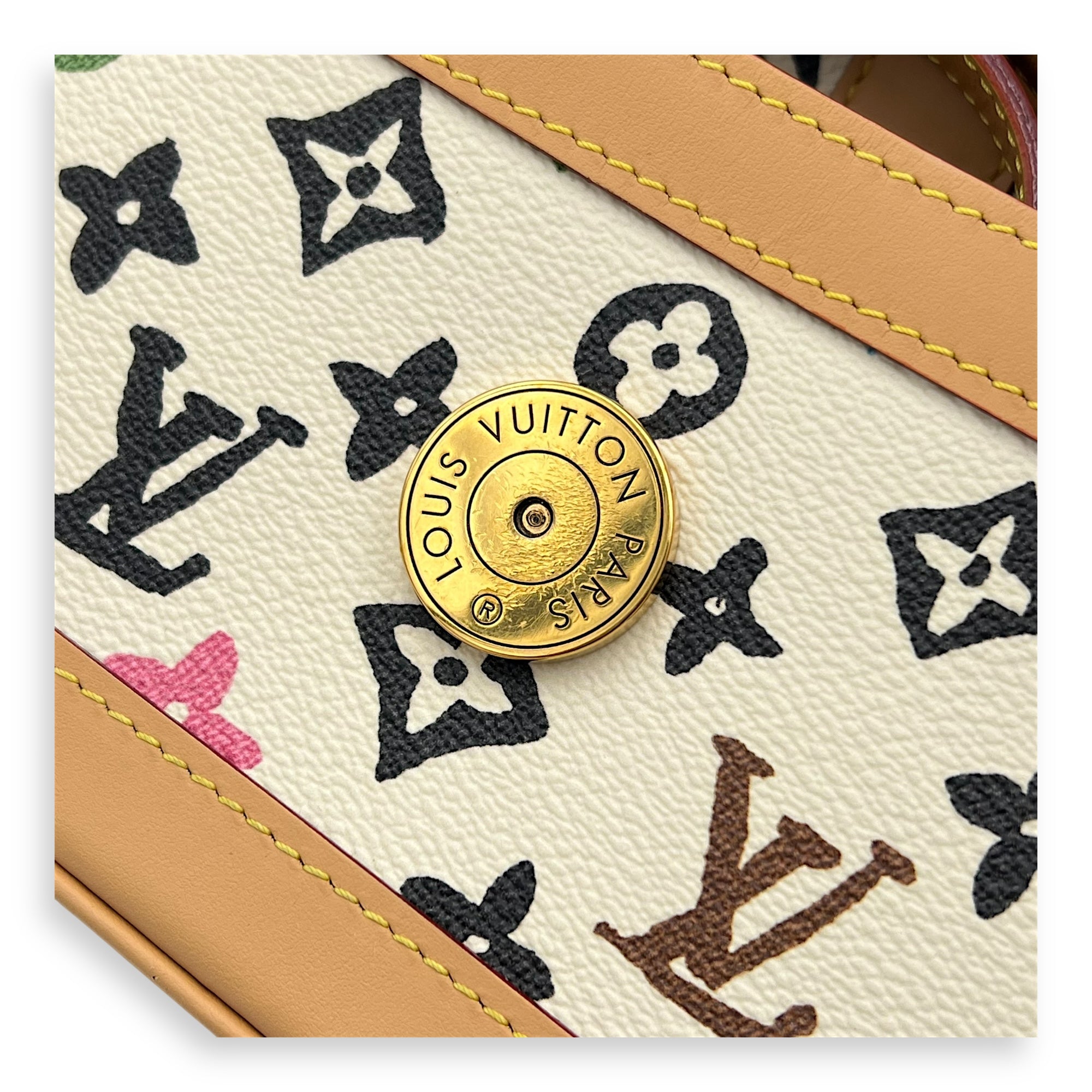 Craggy Wearable Wallet x Tyler The Creator Shoulder Bag White in Monogram Coated Canvas, Gold hardware - Image 13