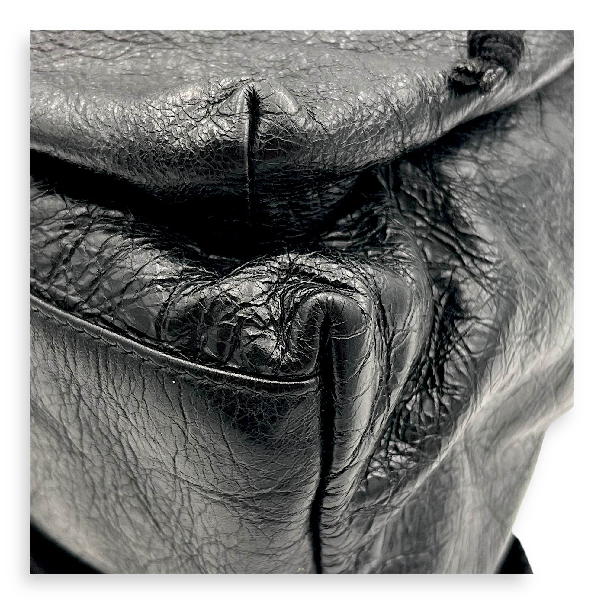 Logo Black Backpack in Distressed Leather, Silver hardware - Image 8