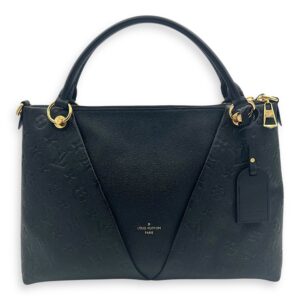 V Tote Top Handle Bag Black in Empreinte Leather, Gold hardware