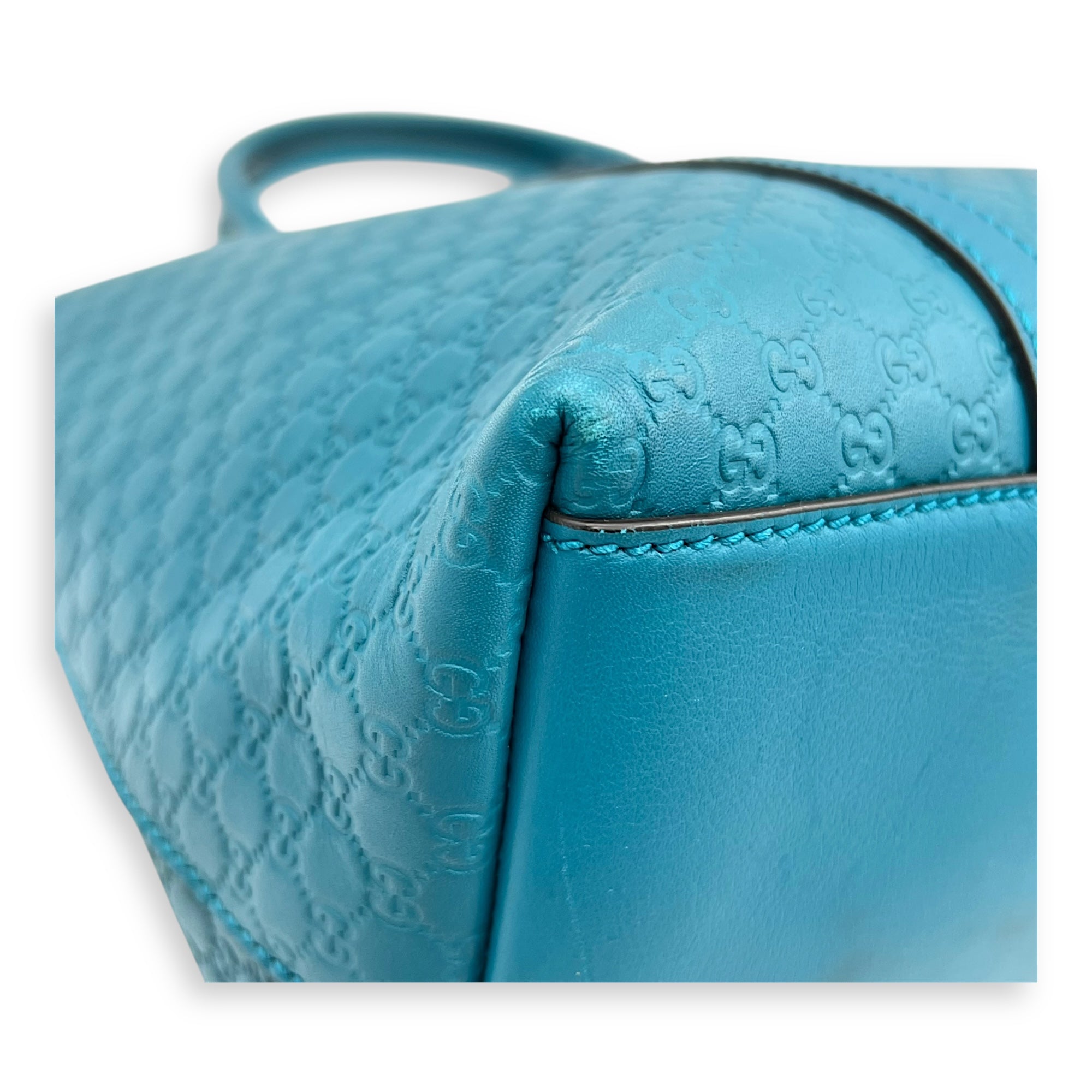 Guccissima Top Handle Bag Blue in Guccissima Leather, Gold hardware - Image 8