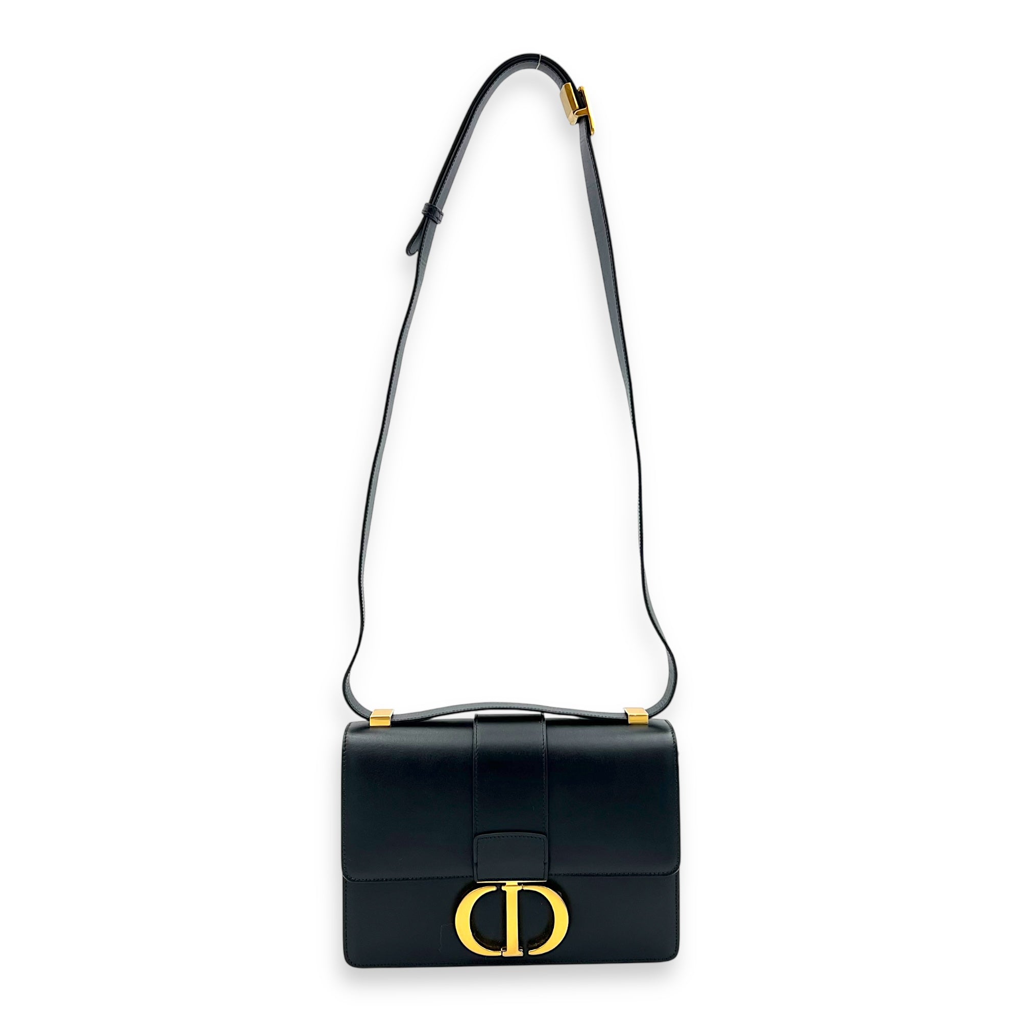 30 Montaigne Shoulder Bag Medium Black in Calfskin, Gold hardware - Image 14