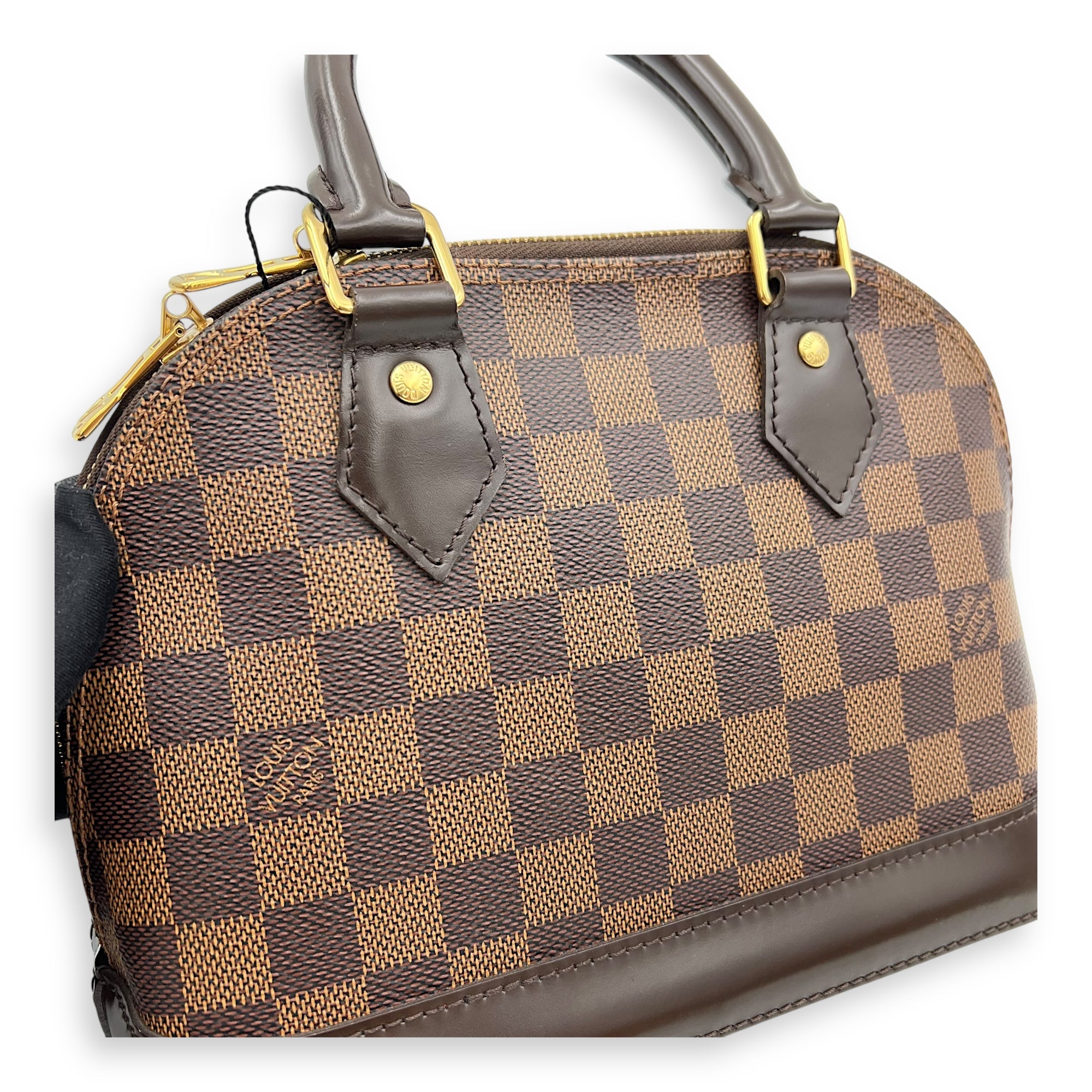 Alma Top Handle Bag BB Brown in Coated Canvas, Gold hardware - Image 7