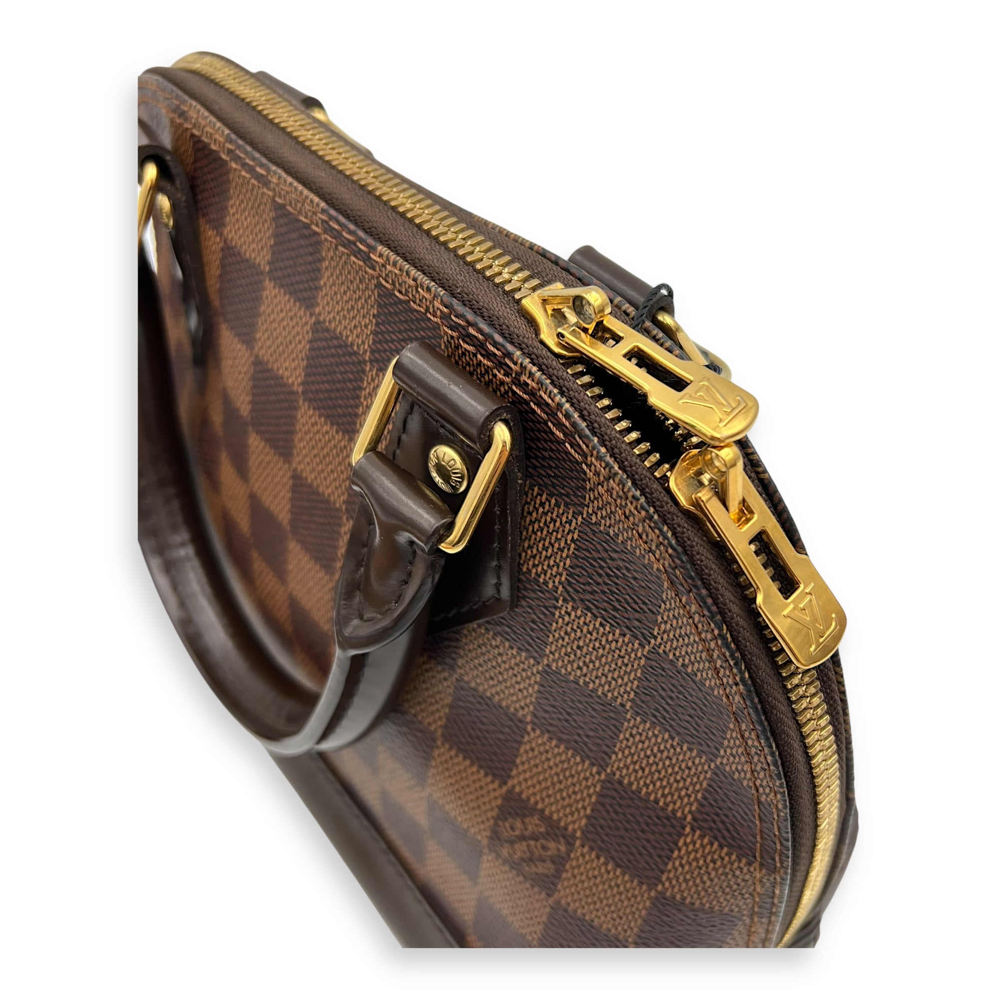 Alma Top Handle Bag BB Brown in Coated Canvas, Gold hardware - Image 8