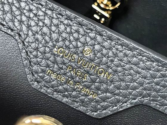 Capucines MM handbag Black Taurillon leather Gray Etain Metallic - LB035 - Image 8