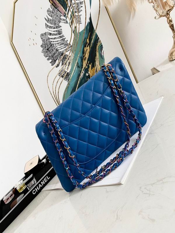Chanel Classic Medium Blue Lambskin Rainbow Hardware - Image 5