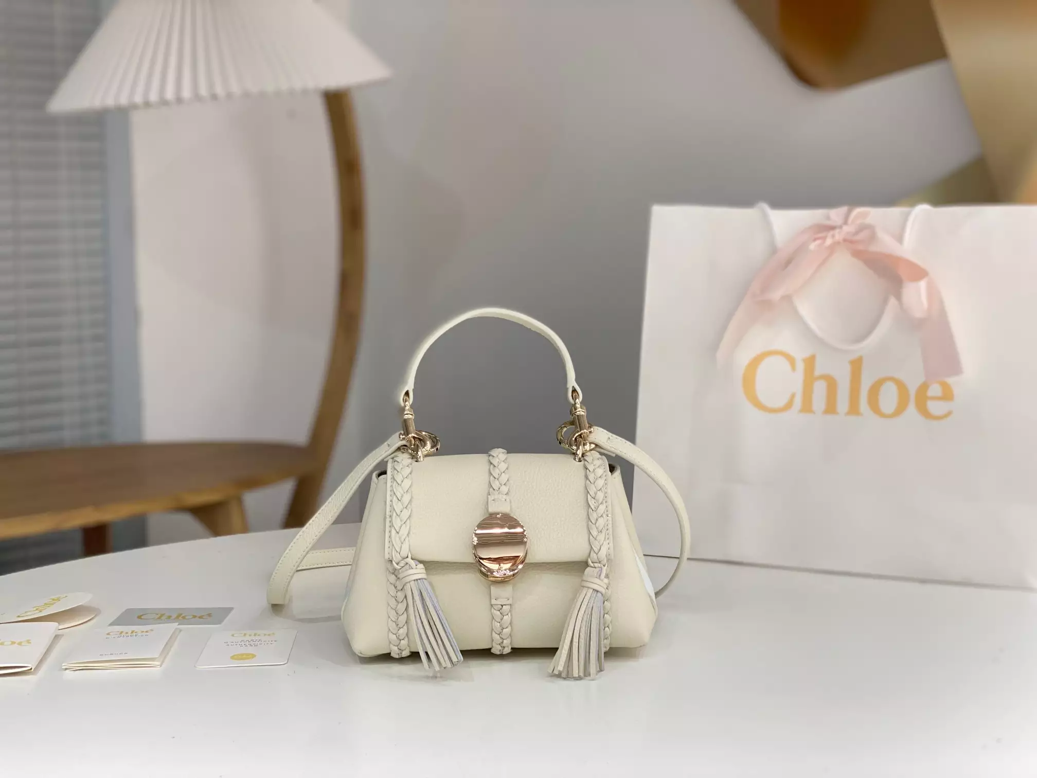 Chloé Penelope Mini Soft Misty Ivory Leather - Repbags.ru - Image 3