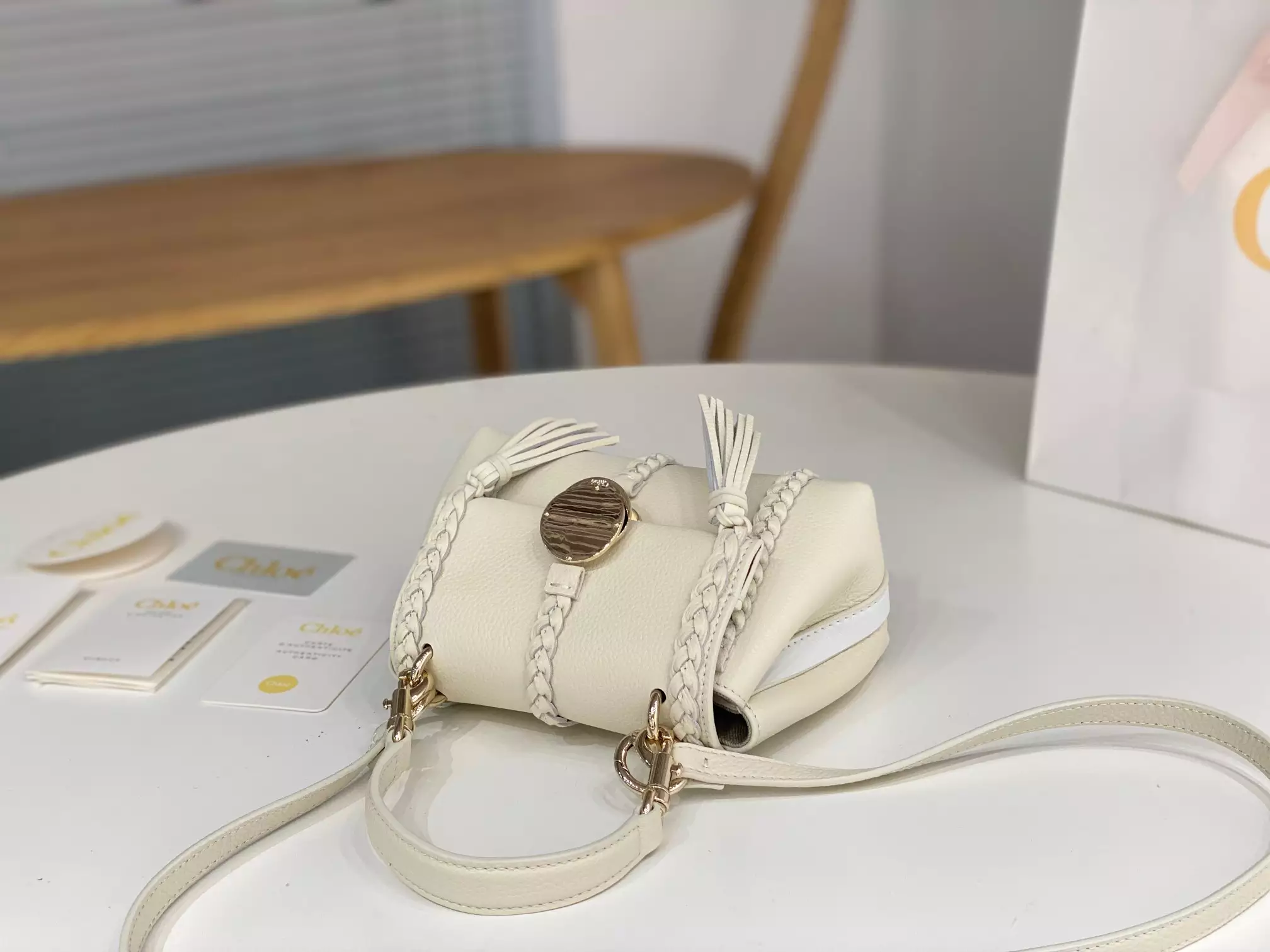 Chloé Penelope Mini Soft Misty Ivory Leather - Repbags.ru - Image 9