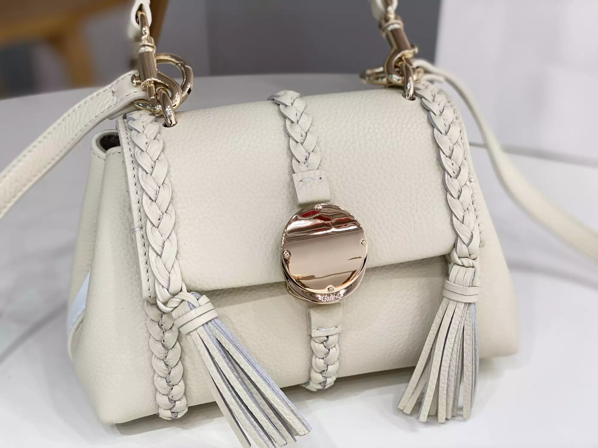 Chloé Penelope Mini Soft Misty Ivory Leather - Repbags.ru - Image 6