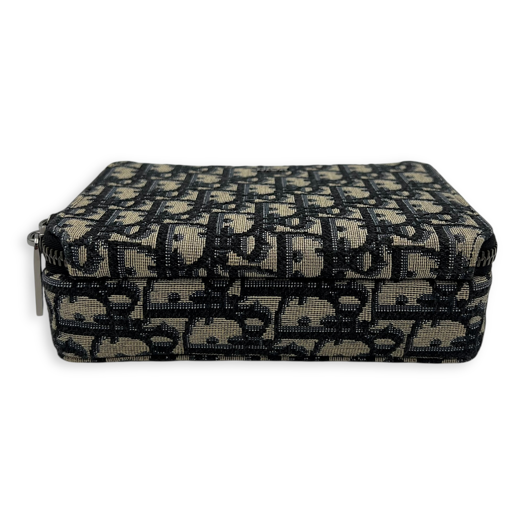 Zipped Pouch Crossbody Bag Blue in Canvas, Silver hardware - Image 6