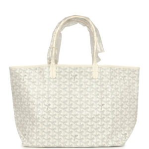 Goyard Goyardine White Saint Louis PM Tote Bag Palladium Hardware