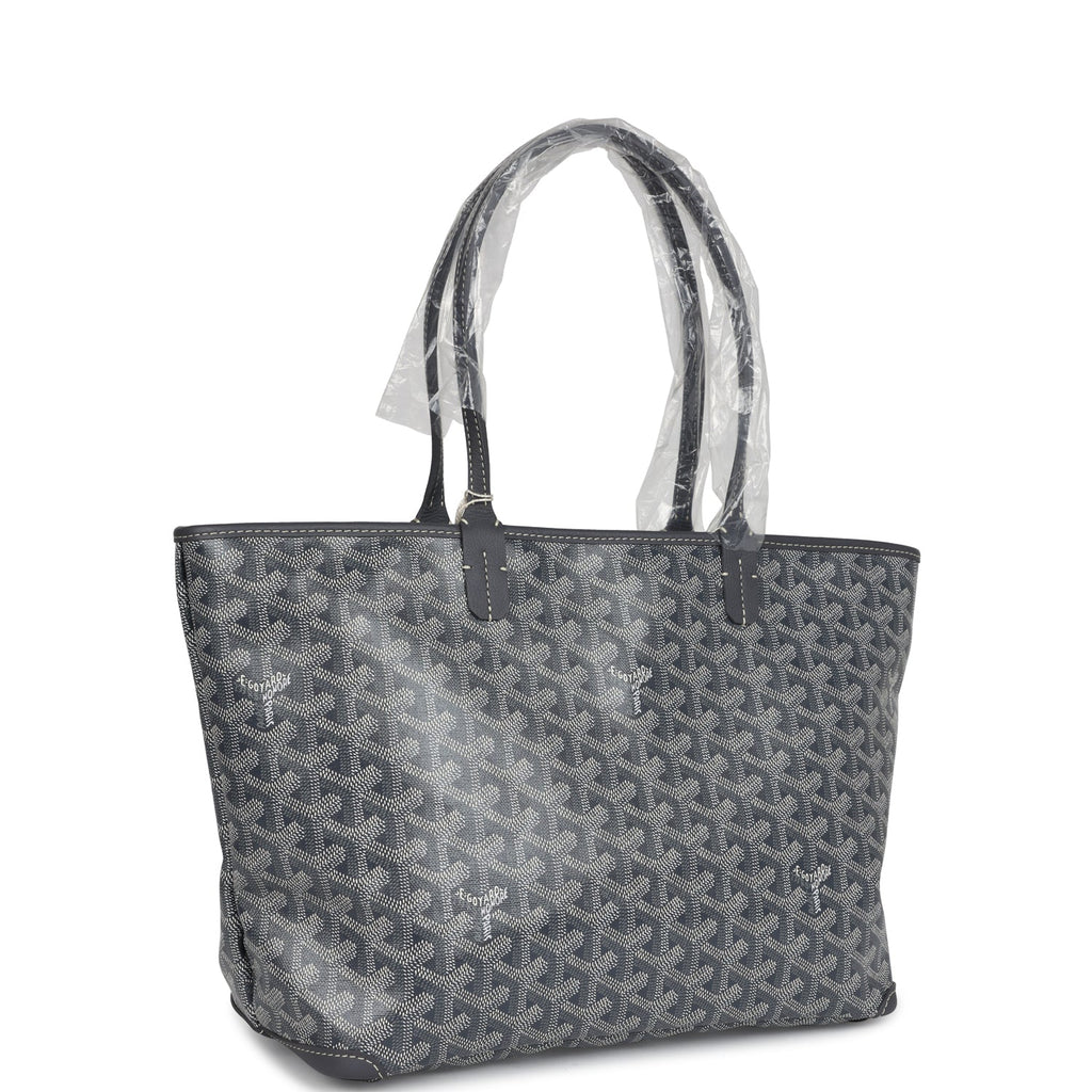 Goyard Goyardine Artois Tote PM Grey Canvas & Chevroches Calfskin Palladium Hardware - Image 3