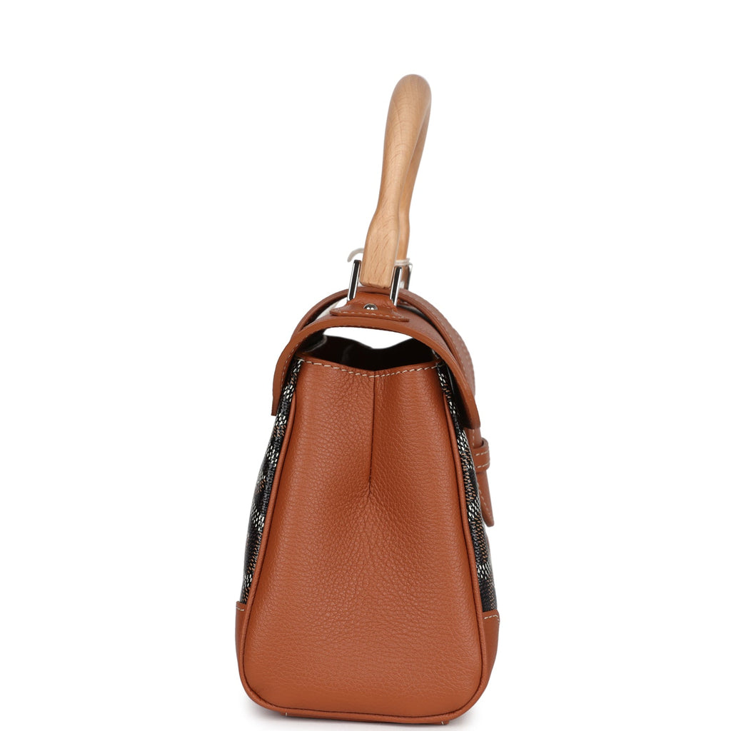 Goyard Saigon Souple Mini Bag Black and Brown Goyardine Canvas Palladium Hardware - Image 4