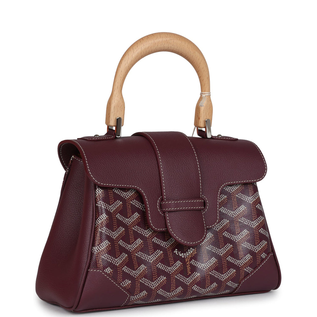Goyard Saigon Souple Mini Bag Burgundy Goyardine Palladium Hardware - Image 3