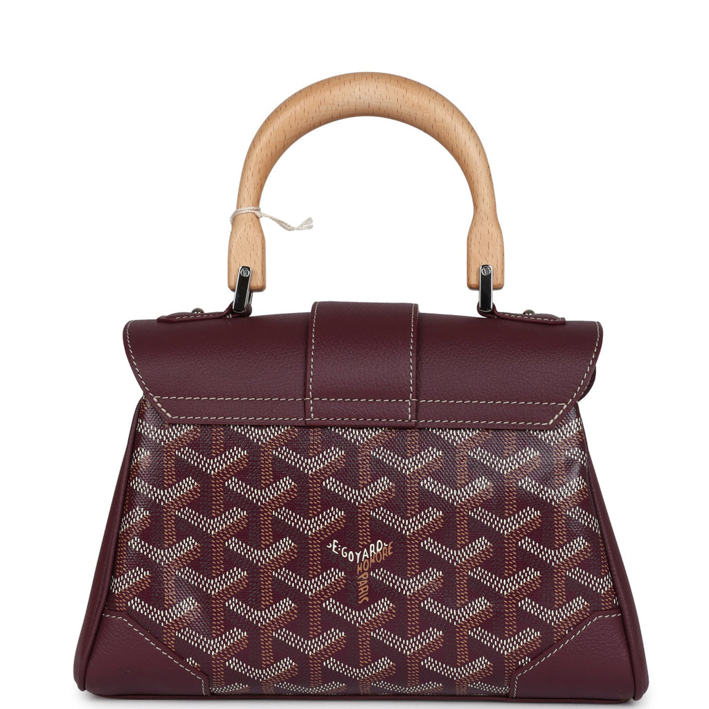 Goyard Saigon Souple Mini Bag Burgundy Goyardine Palladium Hardware - Image 5