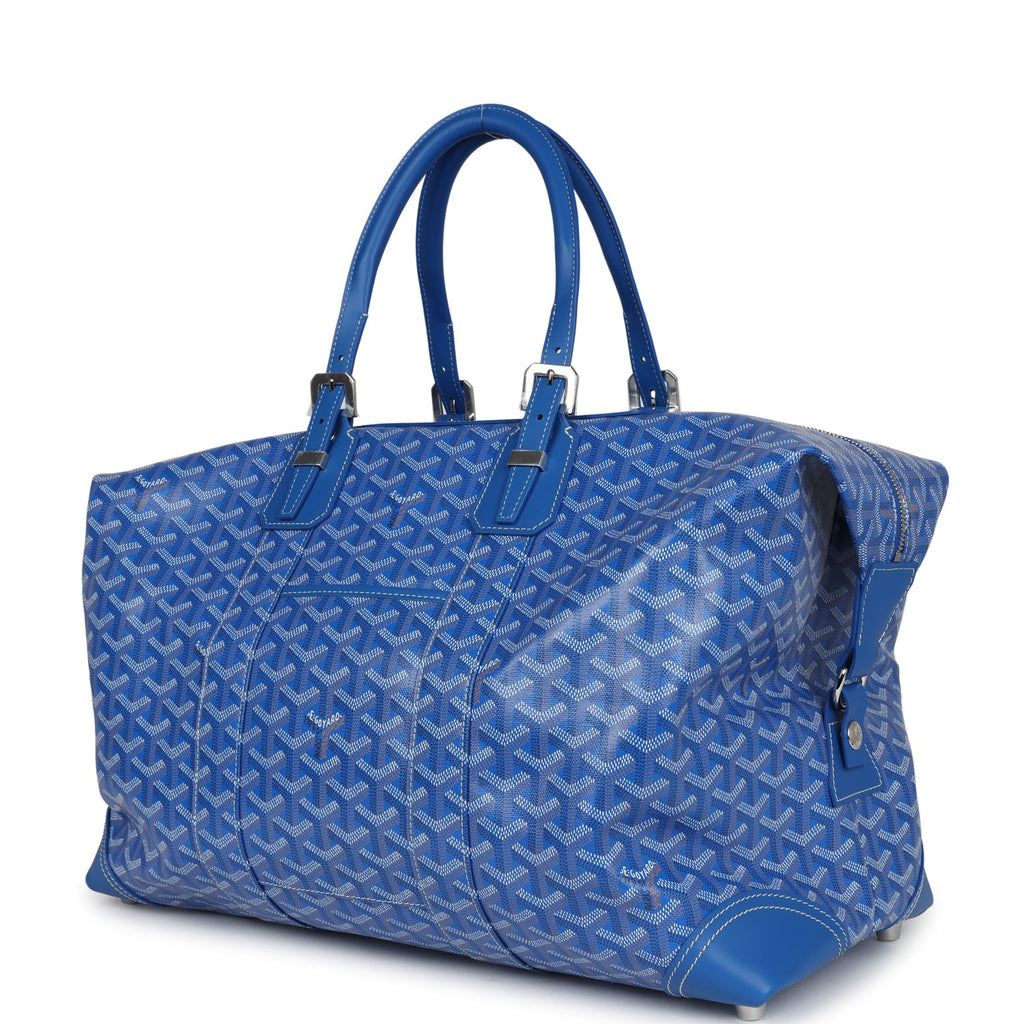 Goyard Bowling 45 Bag Sky Blue Goyardine Canvas and Cervon Calfskin Palladium Hardware - Image 6