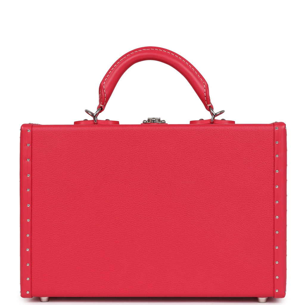 Goyard Goyardine Canvas Fuchsia Grand Hotel Marquetry Trunk PM Bag Palladium Hardware - Image 5