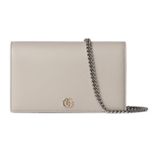 GG Marmont Chain Wallet in Light Grey Leather - Repbags.ru