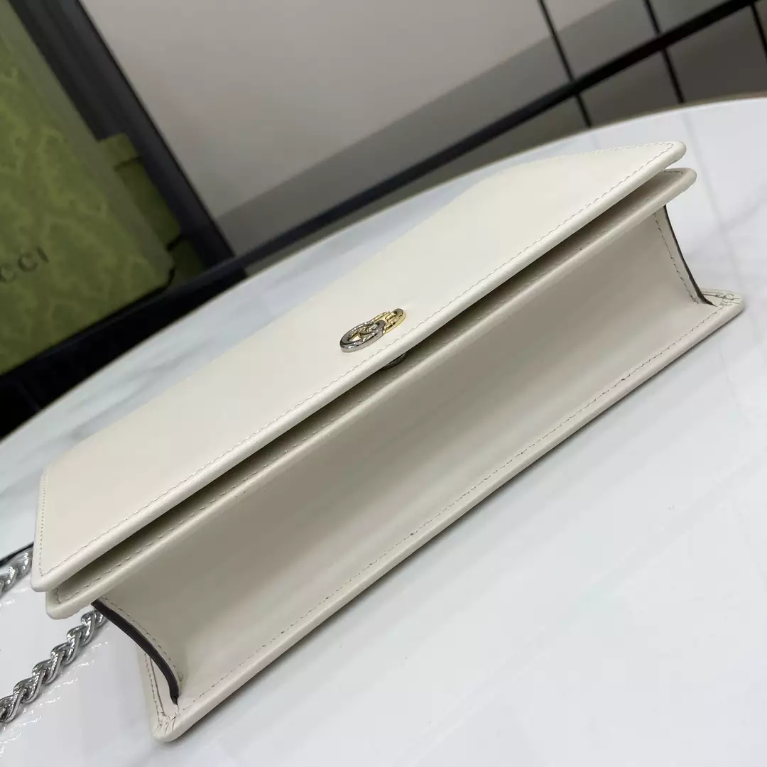 GG Marmont Chain Wallet in Light Grey Leather - Repbags.ru - Image 7