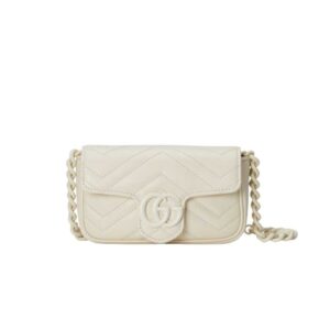 GG Marmont belt bag White chevron matelassé