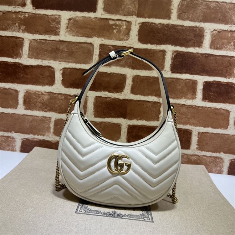 GG Marmont half-moon-shaped mini bag white leather - Image 3