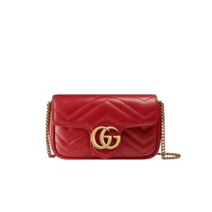 GG Marmont leather super mini bag Hibiscus red