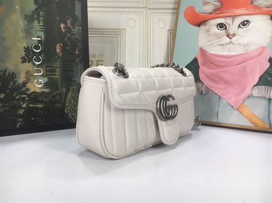 GG Marmont small shoulder bag White matelassé leather - Image 5