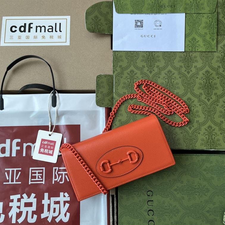 Gucci Horsebit 1955 wallet with chain Orange - Image 3