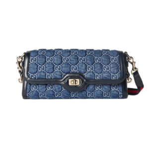 Gucci Luce Small Shoulder Bag in Blue GG Denim - Repbags.ru
