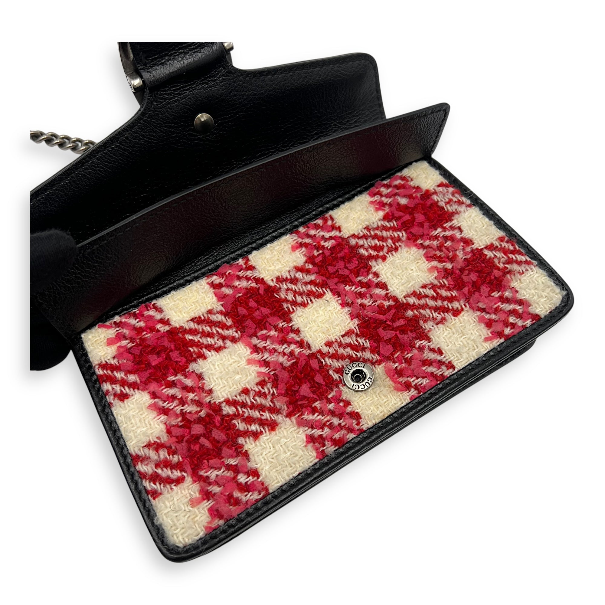 Dionysus Super Mini Red Crossbody Bag in Tweed, Ruthenium hardware - Image 18