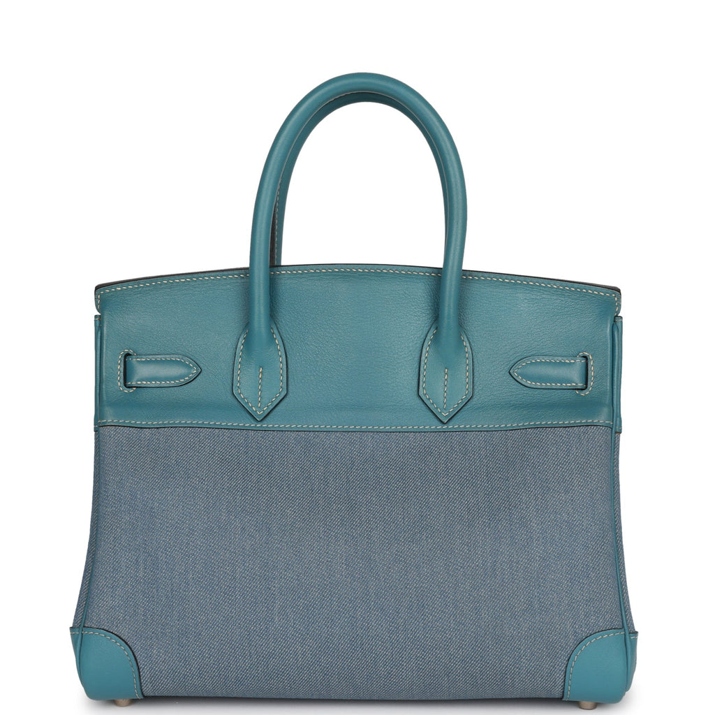Vintage Hermes Birkin 30 Blue Jean Gulliver and Denim Palladium Hardware - Image 5