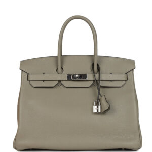Pre-owned Hermes Birkin 35 Sauge Togo Palladium Hardware