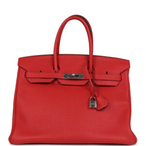 Pre-owned Hermes Birkin 35 Geranium Togo Palladium Hardware