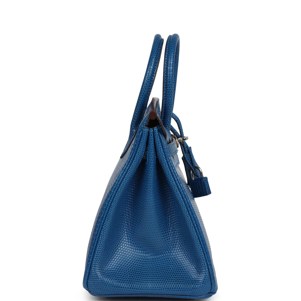 Pre-owned Hermes Birkin 25 Bleu Izmir Varanus Niloticus Lizard Palladium Hardware - Image 4